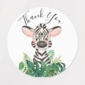 Jungle Watercolor Babydusche Zebra Labels Etiketten (Design 2)