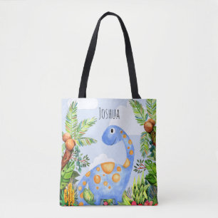Jungle Watercolor Dinosaurier mit Name Boys Tasche