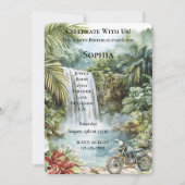 Jungle Waterfall Tropical Motorrad Geburtstag Einladung (Vorderseite)