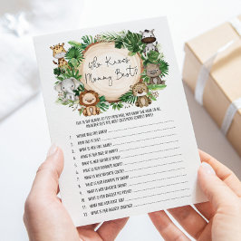 Jungle Wer Mama Best Baby Shower Game Card kennt Einladung