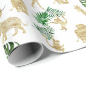 Jungle Wild Animal Muster Elegante Gold Green Geschenkpapier (Rolleneckpunkt)