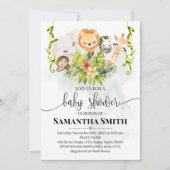 Jungle Wild Animals Baby Dusche Tropische Safari Einladung (Vorderseite)