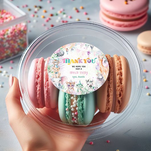 Jungle Wild Animals Girl Vielen Dank Runder Aufkleber