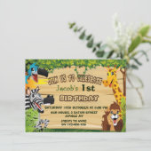 Jungle Wild Animes erster Geburtstag Einladung (Stehend Vorderseite)