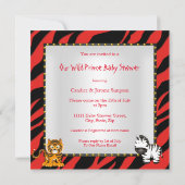 Jungle Wild Prince Baby Dusche Brünett Einladung (Rückseite)