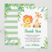 Jungle Wild Safari Tiere Löwe Kinder Junge Geburts Dankeskarte (Vorne/Hinten)