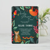 Jungle Wildlife Baby Shower Einladung (Stehend Vorderseite)