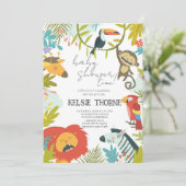 Jungle Wildlife Baby Shower Einladung (Stehend Vorderseite)