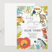 Jungle Wildlife Baby Shower Einladung (Vorne/Hinten)