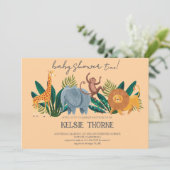 Jungle Wildlife Baby Shower Einladung (Stehend Vorderseite)