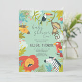 Jungle Wildlife Baby Shower Einladung (Stehend Vorderseite)