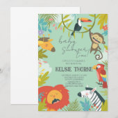Jungle Wildlife Baby Shower Einladung (Vorne/Hinten)