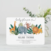 Jungle Wildlife Baby Shower Einladung (Stehend Vorderseite)