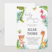 Jungle Wildlife Baby Shower Einladung (Vorne/Hinten)