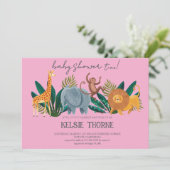 Jungle Wildlife Baby Shower Einladung (Stehend Vorderseite)