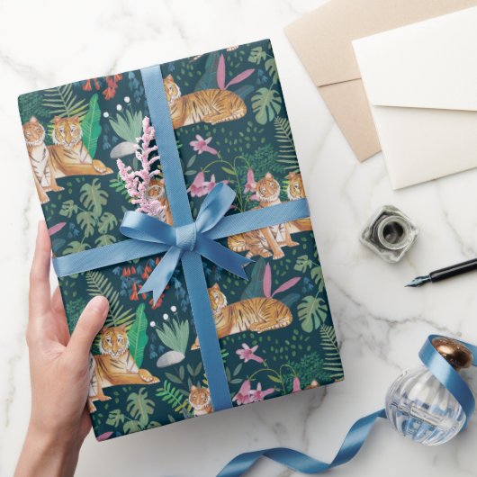 Jungle Wildlife Nature Wilde Katzen Tigers Geschenkpapier (Schenken)