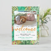 Jungle Willkommen im Welt Foto Geburt Ankündigung (Stehend Vorderseite)