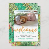 Jungle Willkommen im Welt Foto Geburt Ankündigung (Vorne/Hinten)