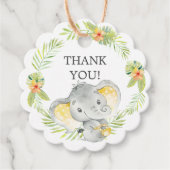 Jungle Yellow Elephant Baby Dusche Gefallen Gesche Geschenkanhänger (Vorderseite)