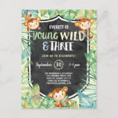 Jungle Young Wild und Three Birthday Party Postkarte (Vorderseite)