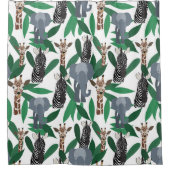 Jungle Zebra Elephant Giraffe Safari Tiere Duschvorhang (Vorderseite)