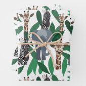 Jungle Zebra Elephant Giraffe Safari Tiere Geschenkpapier Set (Beispiel)