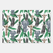 Jungle Zebra Elephant Giraffe Safari Tiere Geschenkpapier Set (Vorderseite)