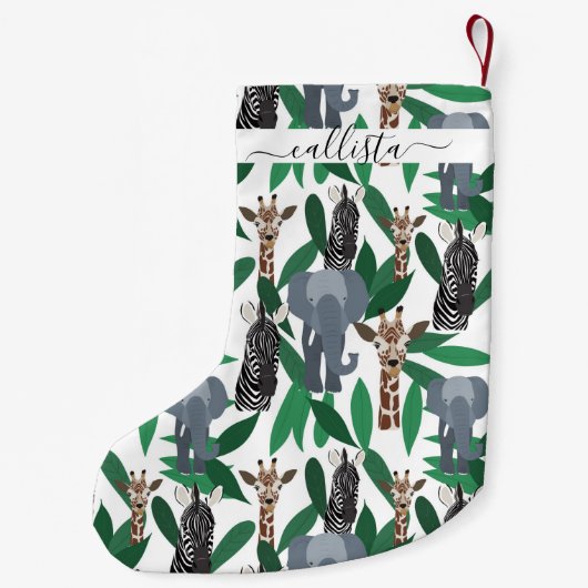Jungle Zebra Elephant Giraffe Safari Tiere Kleiner Weihnachtsstrumpf (Rückseite)