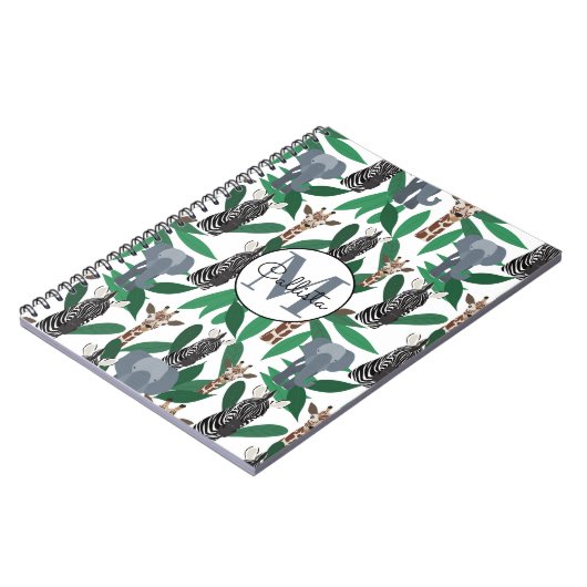 Jungle Zebra Elephant Giraffe Safari Tiere Notizblock (Linke Seite)