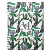 Jungle Zebra Elephant Giraffe Safari Tiere Notizblock (Vorderseite)