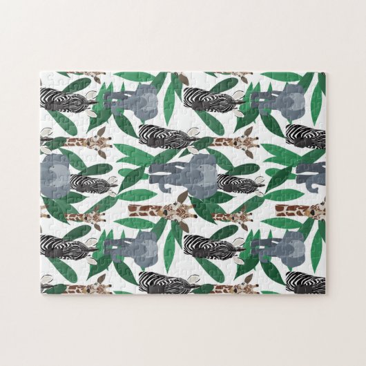 Jungle Zebra Elephant Giraffe Safari Tiere Puzzle (Horizontal)