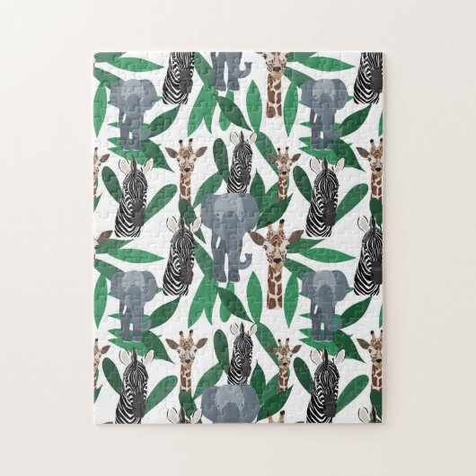 Jungle Zebra Elephant Giraffe Safari Tiere Puzzle (Vertikal)