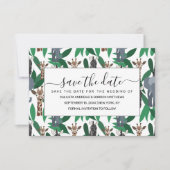 Jungle Zebra Elephant Giraffe Safari Tiere Save The Date (Vorderseite)