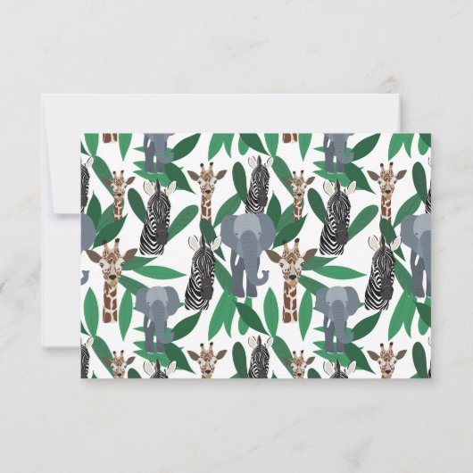 Jungle Zebra Elephant Giraffe Safari Tiere Save The Date (Rückseite)