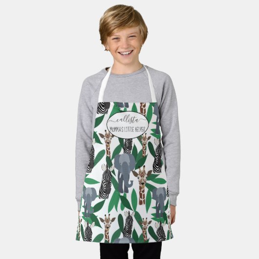 Jungle Zebra Elephant Giraffe Safari Tiere Schürze (Getragen)