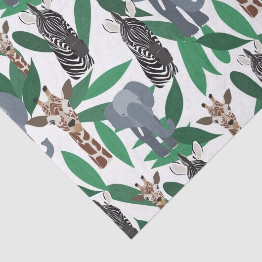 Jungle Zebra Elephant Giraffe Safari Tiere Seidenpapier (Ausschnitt)
