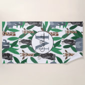 Jungle Zebra Elephant Giraffe Safari Tiere Strandtuch (Vorderseite)