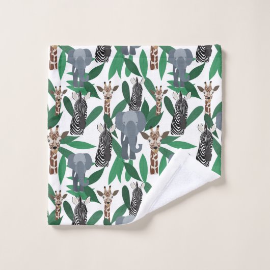 Jungle Zebra Elephant Giraffe Safari Tiere Waschlappen (Waschlappen)