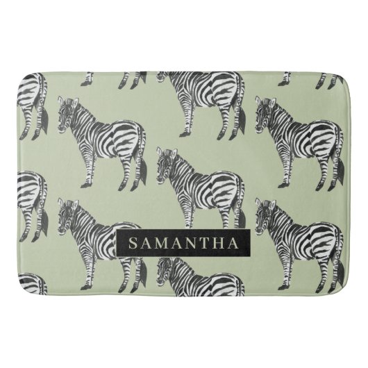 Jungle Zebra Wild Pattern & Personalized Name Badematte (Vorderseite)