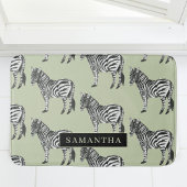 Jungle Zebra Wild Pattern & Personalized Name Badematte