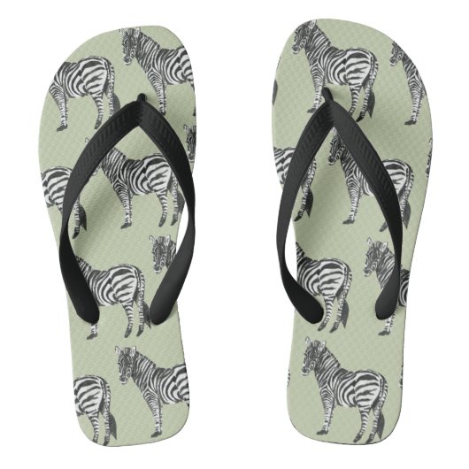Jungle Zebra Wild Pattern & Personalized Name Badesandalen (Fußbett)