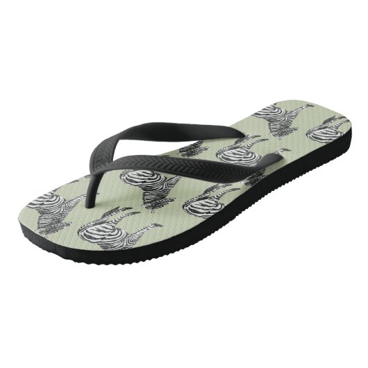 Jungle Zebra Wild Pattern & Personalized Name Badesandalen (Schrägansicht)