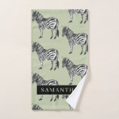 Jungle Zebra Wild Pattern & Personalized Name Badhandtuch Set (Handtuch)
