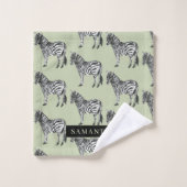 Jungle Zebra Wild Pattern & Personalized Name Badhandtuch Set (Waschlappen)