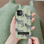 Jungle Zebra Wild Pattern & Personalized Name Case-Mate iPhone Hülle<br><div class="desc">Jungle Zebra Wild Pattern & Personalized Name</div>