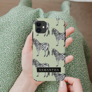 Jungle Zebra Wild Pattern & Personalized Name Case-Mate iPhone Hülle