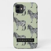 Jungle Zebra Wild Pattern & Personalized Name Case-Mate iPhone Hülle (Rückseite)
