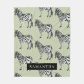 Jungle Zebra Wild Pattern & Personalized Name Fleecedecke (Vorderseite)
