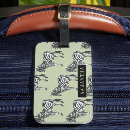 Jungle Zebra Wild Pattern & Personalized Name Gepäckanhänger