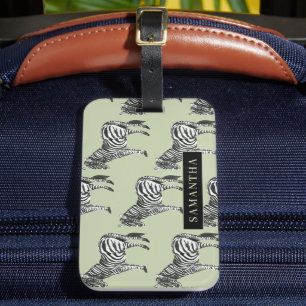 Jungle Zebra Wild Pattern & Personalized Name Gepäckanhänger